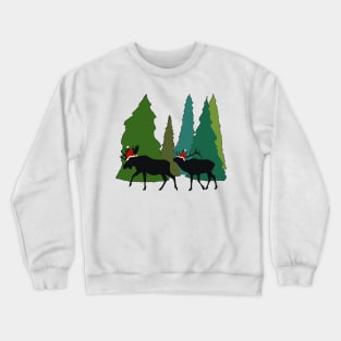 Moose and Elk Play Santa Crewneck Sweatshirt